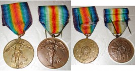 TCHECOSLOVAQUIE, lot de 2 médailles interalliées de la Victoire 1918: "Belgian unofficial type 1a" (AE doré, typologie A.J. Laslo, sans nom de graveur...