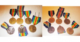 lot de 6 médailles interalliées de la Victoire 1918: une italienne, une française (type Morlon) et quatre britanniques gravées sur la tranche "1562 C....