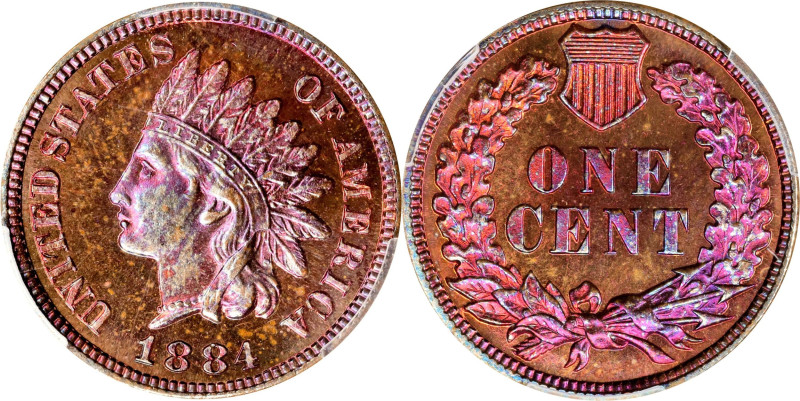 1884 Indian Cent. Proof-65 RB (PCGS).
PCGS# 2340. NGC ID: 22A5.