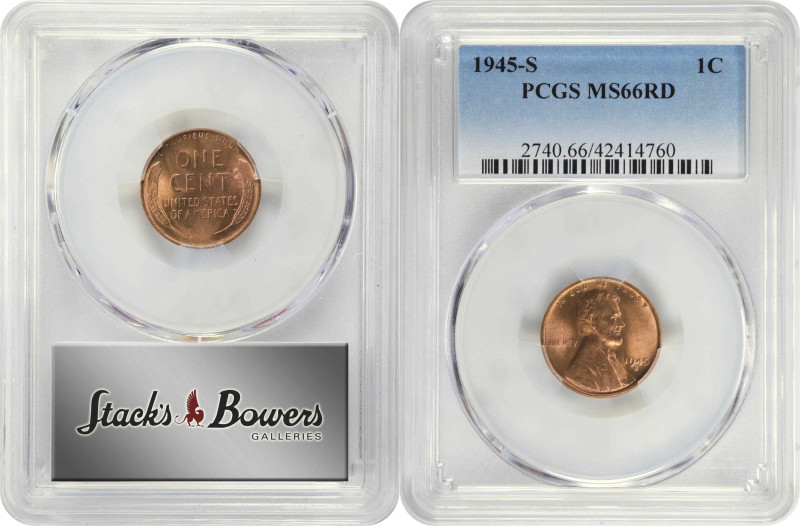 Lot of (10) 1945-S Lincoln Cents. MS-66 RD (PCGS).
PCGS# 2740. NGC ID: 22EJ.