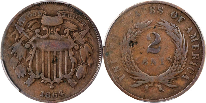 1864 Two-Cent Piece. FS-401. Small Motto. VG-8 (PCGS).
PCGS# 3579. NGC ID: 22N8...