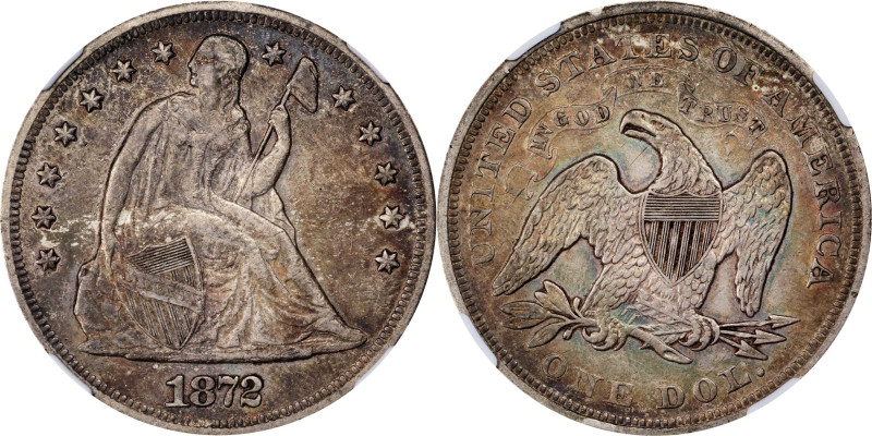 1872 Liberty Seated Silver Dollar. OC-1. Rarity-3. EF Details--Obverse Scratched...