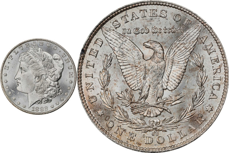 1882-CC GSA Morgan Silver Dollar. MS-65 (NGC).
The original box and card are no...