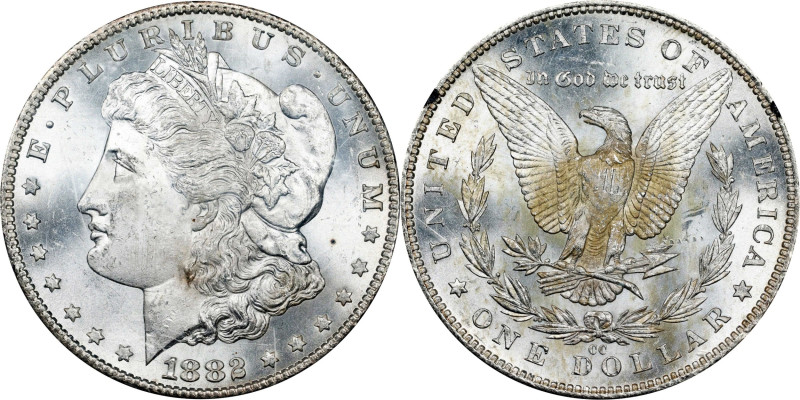 1882-CC GSA Morgan Silver Dollar. Mint State (Uncertified).
The original box is...