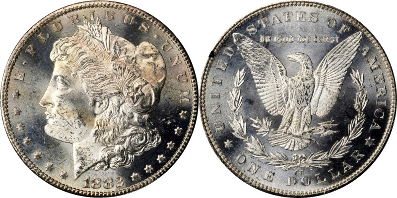 1882-CC GSA Morgan Silver Dollar. Mint State (Uncertified).
The original box an...