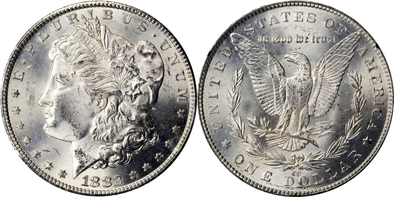 1882-CC GSA Morgan Silver Dollar. Mint State (Uncertified).
The original box an...