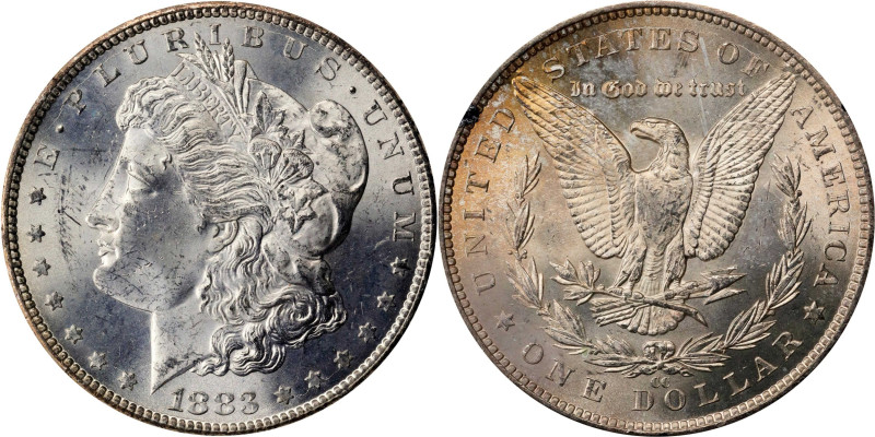 1883-CC GSA Morgan Silver Dollar. Mint State (Uncertified).
The original box an...