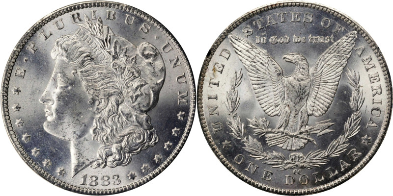 1883-CC GSA Morgan Silver Dollar. Mint State (Uncertified).
The original box an...