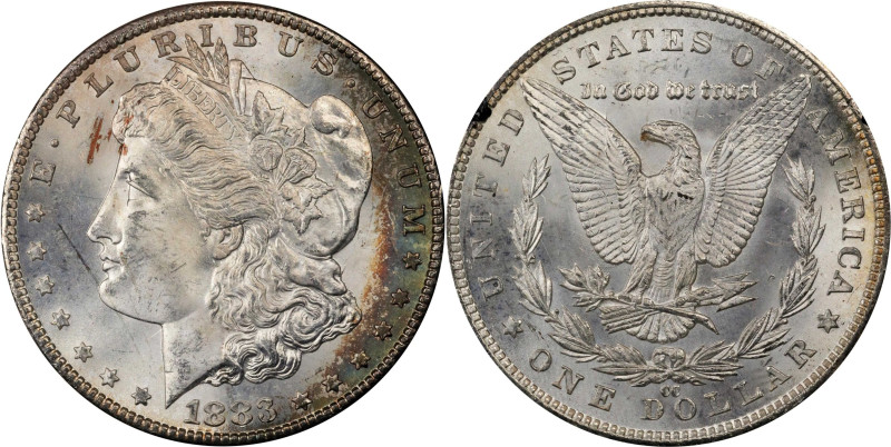 1883-CC GSA Morgan Silver Dollar. Mint State (Uncertified).
The original box an...