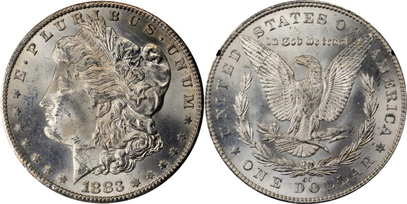 1883-CC GSA Morgan Silver Dollar. Mint State (Uncertified).
The original box an...