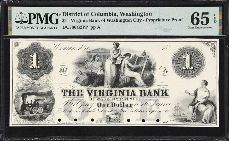 Washington, District of Columbia. Virginia Bank of Washington City. 18xx $1. PMG...