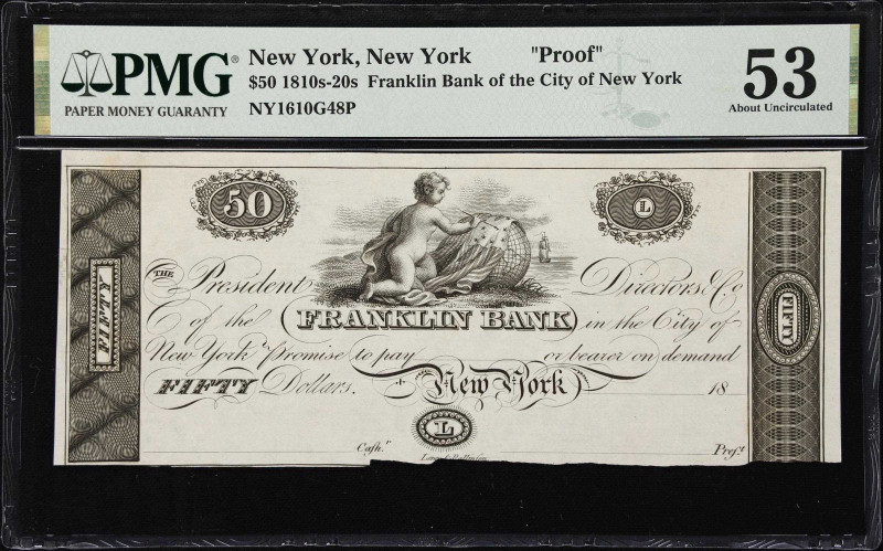 New York, New York. Franklin Bank in the City of New York. 18xx $50. PMG About U...