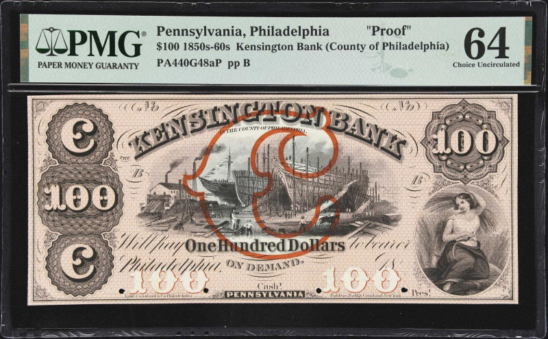 Philadelphia, Pennsylvania. Kensington Bank (County of Philadelphia). 18xx $100....