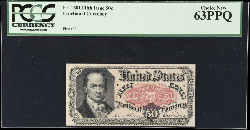 Fr. 1381. 50 Cents. Fifth Issue. PCGS Currency Choice New 63 PPQ.
Another lovel...