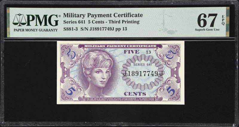 Military Payment Certificate. Series 641. 5 Cents. PMG Superb Gem Uncirculated 6...