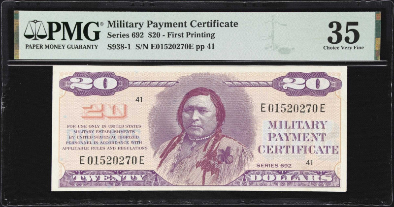 Military Payment Certificate. Series 692. $20. PMG Choice Very Fine 35. First Pr...