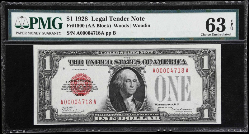 Fr. 1500. 1928 $1 Legal Tender Note. PMG Choice Uncirculated 63 EPQ.
The typica...