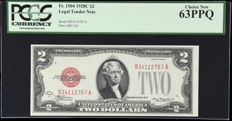 Fr. 1504. 1928C $2 Legal Tender Note. PCGS Currency Choice New 63 PPQ.
A little...