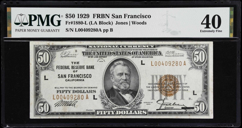 Fr. 1880-L. 1929 $50 Federal Reserve Bank Note. San Francisco. PMG Extremely Fin...