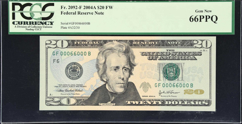 Lot of (2) Fr. 1933-E & 2092-F. 2004A-06 $1 & $20 Federal Reserve Notes. Richmon...