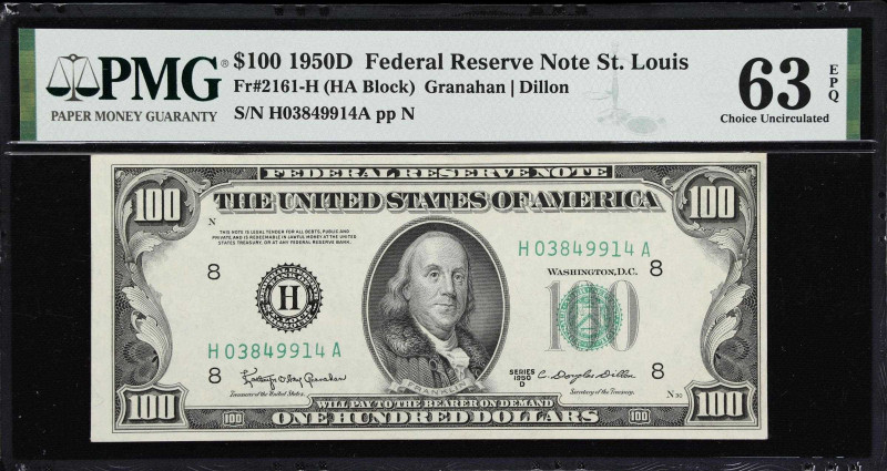 Lot of (2). Fr. 2161-H & 2162-L. 1950D-50E $100 Federal Reserve Notes. PMG About...