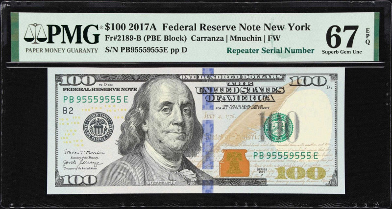 Lot of (2) Fr. 2189-B & 2189-D. 2017A $100 Federal Reserve Notes. New York & Cle...