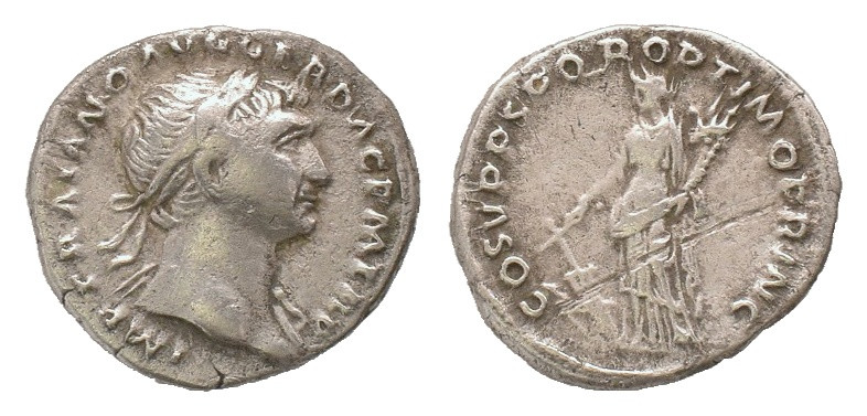 Trajan. AD 98-117. Rome. Denarius. AR.
Weight: 3.17 g
Diameter: 17.71 mm