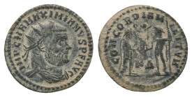 Maximianus Herculius. AD. 286-305. Antoninianus. AE. Weight: 2.71 g
Diameter: 21.35 mm