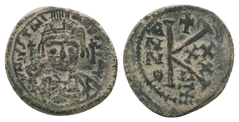 Justinian I AD 527-565. Cyzicus. 20 Nummi. AE.
Weight: 9.15 g
Diameter: 23.22 ...