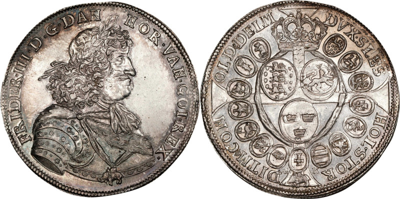 DENMARK. Speciedaler, ND (1669). Copenhagen Mint. Frederik III. NGC MS-61.
KM-3...