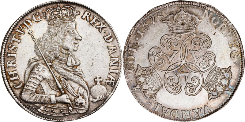 DENMARK. Speciedaler, 1675. Copenhagen Mint. Christian V. NGC MS-61.
KM-352; Da...