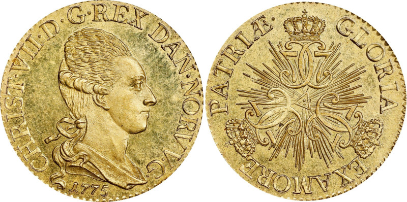 DENMARK. Christian d'Or, 1775. Altona Mint. Christian VII. NGC MS-66.
Fr-279; K...