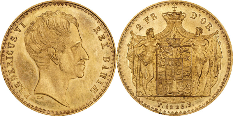 DENMARK. 2 Frederik d'Or, 1836. Altona Mint. Frederik VI. NGC MS-65+.
Fr-288; K...