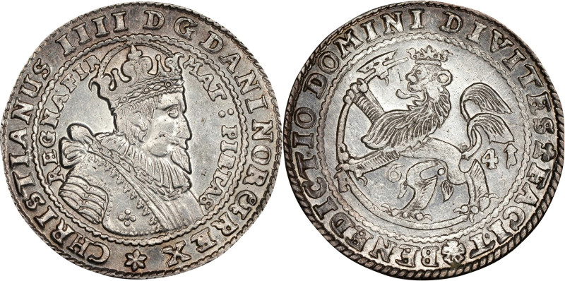 NORWAY. 2 Speciedaler, 1641. Christiania Mint. Christian IV. NGC MS-61.
KM-13; ...