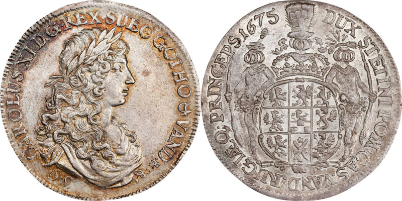 SWEDEN. Pomerania. Taler, 1675. Szczecin Mint. Karl XI. NGC MS-61.
KM-271; Dav-...