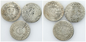 John II Casimir 
POLSKA / POLAND / POLEN / POLOGNE / POLSKO

Jan II Kazimierz. Tymf (1 zloty) 1663-1664, Bydgoszcz, zestaw 3 sztuk 

Ślady długie...