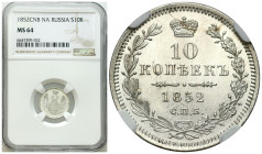 Russian Coins and Medals
RUSSIA / RUSSLAND / РОССИЯ / MOSCOW / PETERSBURG

Russia. Nicholas II. 10 Kopek (kopeck) 1852 СПБ ПА, St. Petersburg NGC M...