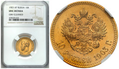 Russian Coins and Medals
RUSSIA / RUSSLAND / РОССИЯ / MOSCOW / PETERSBURG

Rosja, Nicholas II. 10 Rubel (Rouble) 1903 AP, Petersburg NGC UNC 
AW: ...