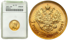 Russian Coins and Medals
RUSSIA / RUSSLAND / РОССИЯ / MOSCOW / PETERSBURG

Rosja. Nicholas II. 7 1/2 Rubel (Rouble)) 1897 ANACS AU53 
AW: Głowa ca...