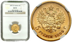 Russian Coins and Medals
RUSSIA / RUSSLAND / РОССИЯ / MOSCOW / PETERSBURG

Rosja. Nicholas II. 5 Rubel (Rouble) 1899, NGC AU55 
AW: Głowa cara w l...