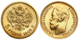 Russian Coins and Medals
RUSSIA / RUSSLAND / РОССИЯ / MOSCOW / PETERSBURG

Rosja. Nicholas II. 5 Rubel (Rouble) 1902 AP, Petersburg 
AW: Głowa car...
