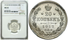 Russian Coins and Medals
RUSSIA / RUSSLAND / РОССИЯ / MOSCOW / PETERSBURG

Rosja. Nicholas II. 20 Kopek (kopeck) 1912 СПБ-ЭБ, Petersburg, NGC MS65 ...