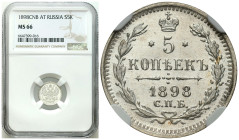 Russian Coins and Medals
RUSSIA / RUSSLAND / РОССИЯ / MOSCOW / PETERSBURG

Rosja, Nicholas II. 5 Kopek (kopeck) 1898, Petersburg NGC MS66 - BEAUTIF...