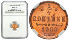 Russian Coins and Medals
RUSSIA / RUSSLAND / РОССИЯ / MOSCOW / PETERSBURG

Rosja. Nicholas II. 1/4 Kopek (kopeck) 1900 СПБ, Petersburg NGC MS66 RD ...