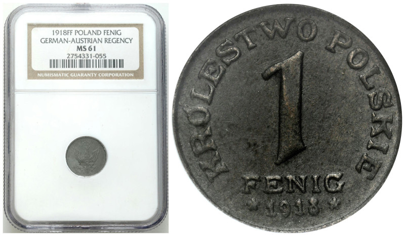 Poland II Republic - Circulation coins
Królestwo Polskie. 1 fenig 1918 FF NGC M...