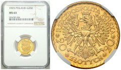 Poland II Republic - Circulation coins
II RP. 20 zlotych 1925 Bolesław Chrobry NGC MS63 - PIĘKNE 

Rzadka i poszukiwana moneta. Jedyna złota moneta...