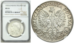 Poland II Republic - Circulation coins
II RP. 10 zlotych 1932 głowa kobiety (bez znaku) NGC MS61 

Pięknie zachowany egzemplarz. Blask menniczy.
...