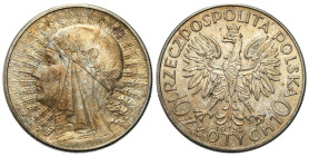 Poland II Republic - Circulation coins
II RP. 10 zlotych 1932 głowa kobiety (bez znaku), Londyn 

Ślady plastiku na powierzchni, ale moneta pięknie...