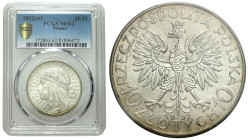 Poland II Republic - Circulation coins
II RP. 10 zlotych 1932 głowa kobiety (ze znakiem mennicy) PCGS MS62 – PIĘKNE 

Pięknie zachowana moneta z po...