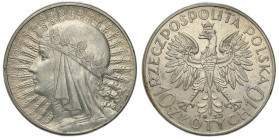 Poland II Republic - Circulation coins
II RP. 10 zlotych 1933 głowa kobiety 

Resztki połysku, patyna.

Details: 22 g Ag 
Condition: 3+ (VF+) 
...